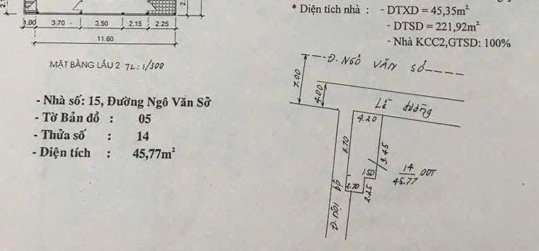 Nhà mặt tiền Ngô Văn Sở, Tân An, 45m² giá 11.9 tỷ - Đầu tư sinh lời!