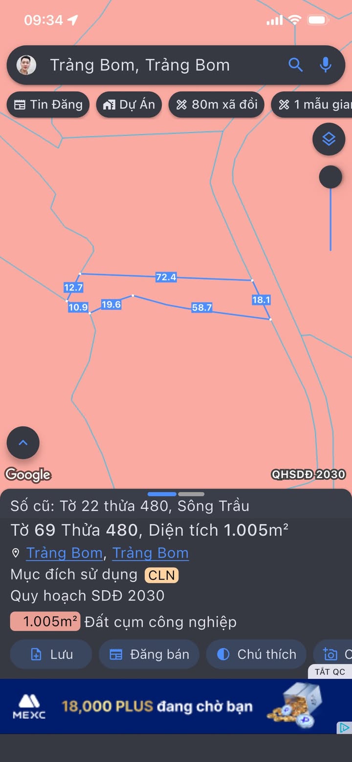 Bán Đất Trảng Bom 3600m² - Sổ Sẵn, Gần Chợ Sông Trầu