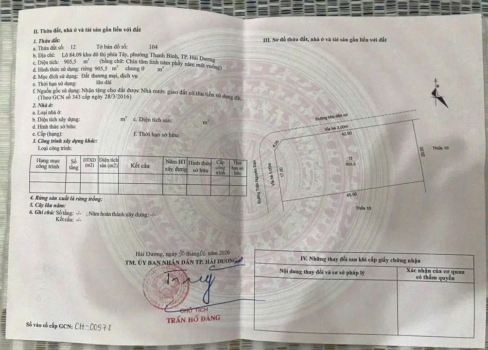 Đất Thương Mại Mặt Tiền Trần Nguyên Đán, TP. Hải Dương - 905.5m²