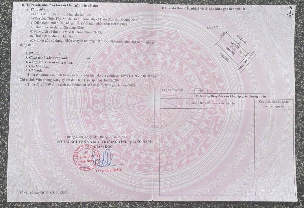 Đất nền xã Gò Nổi, Đà Nẵng 100m² giá chỉ 3xx triệu - Sổ hồng chính chủ!