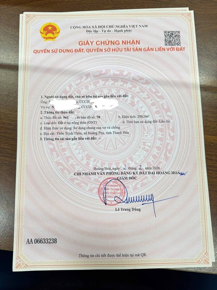 Đất thổ cư tại đường đôi Kim Quỳ, Hoằng Phú 200m² - Cơ hội đầu tư hiếm có!