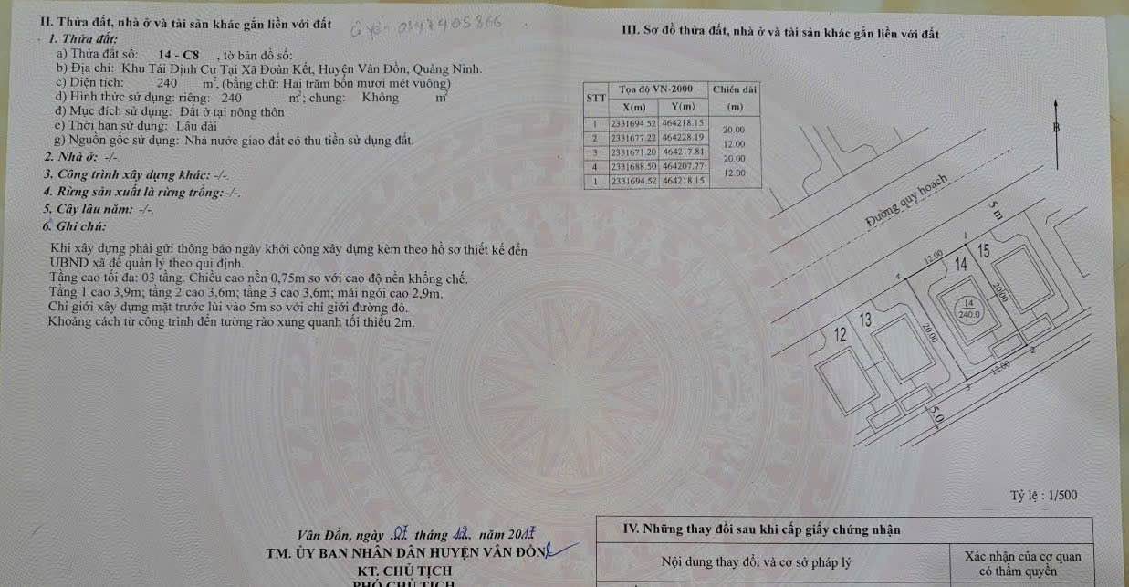 Đất Nền Vân Đồn 240m² - F0 20 Triệu/m² - Sẵn Sàng Đầu Tư