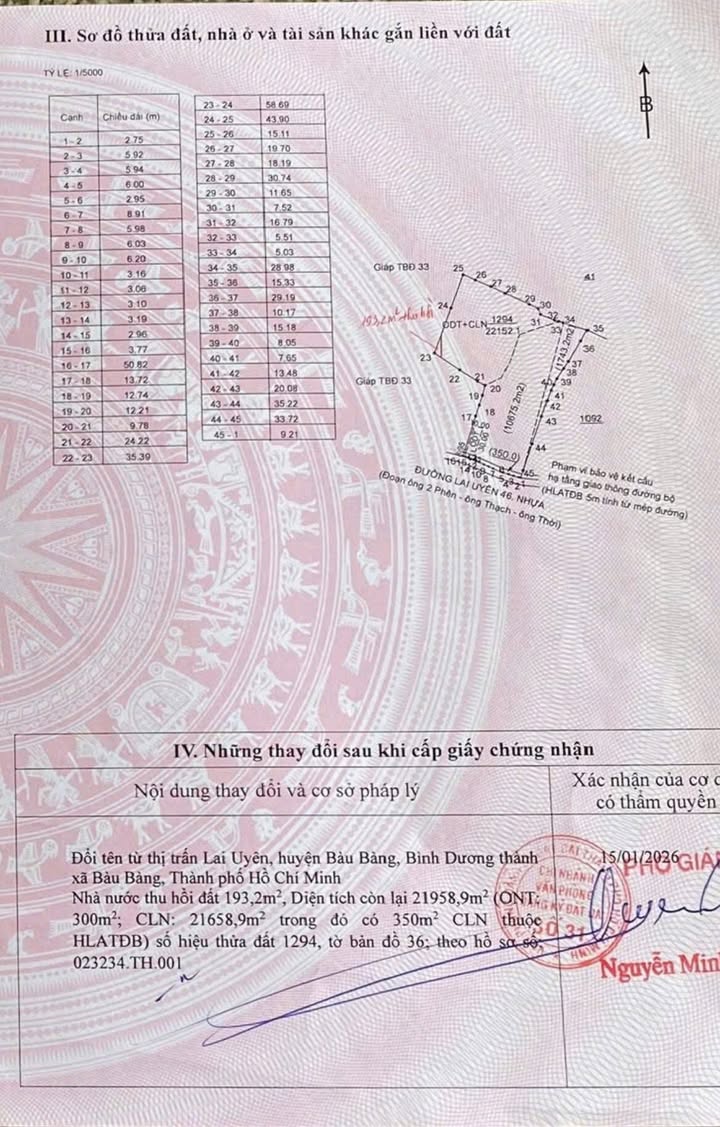 Đất chính chủ Thị trấn Lai Uyên 22.000m² - Mặt tiền đường nhựa thuận tiện!