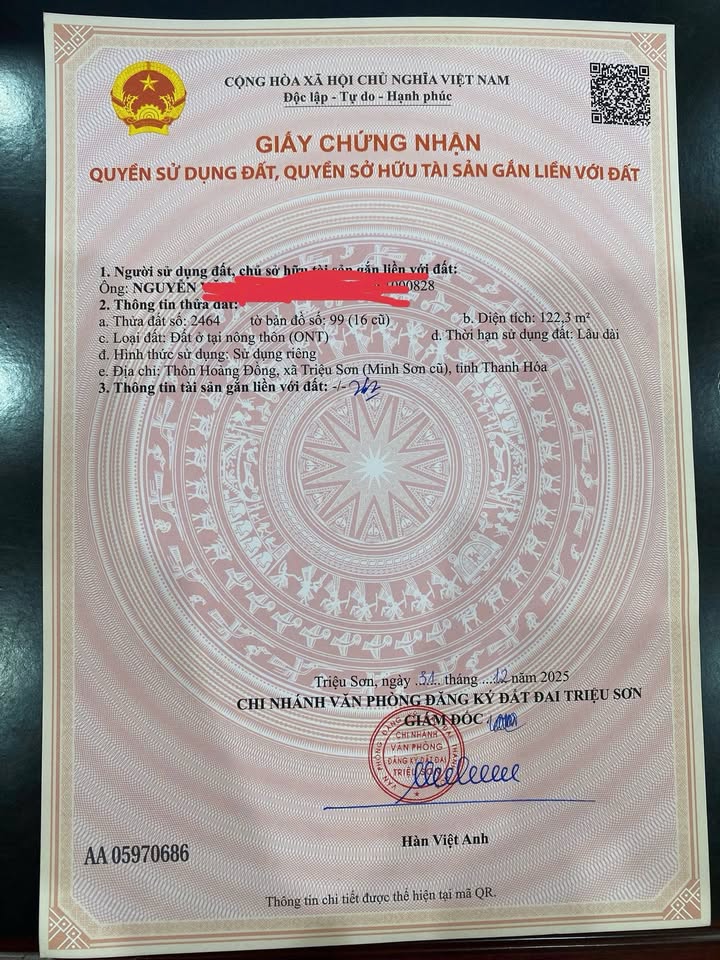 Đất nền Xã Minh Sơn, Huyện Triệu Sơn, 122m² giá 460 triệu - Bán gấp!