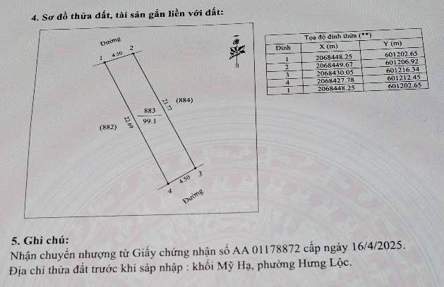 Đất Hưng Lộc - 99.1m² giá 2.2 tỷ - Hướng Đông Nam, vuông vức
