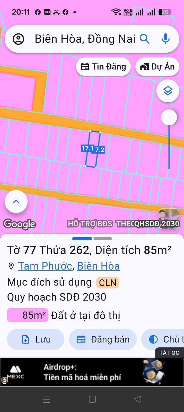 Đất nền đường Nguyễn Hoàng, Tam Phước, 85m² giá 1.12 tỷ - Sổ hồng chính chủ