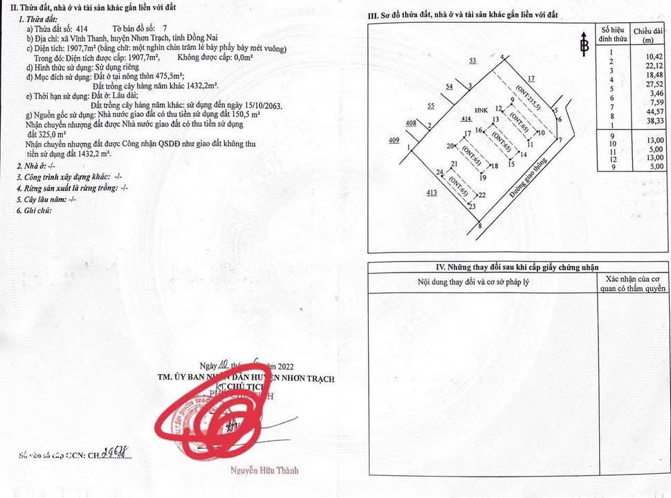 Đất thổ cư Hùng Vương, Long Thành 1907m² giá 23.5 tỷ - Đầu tư sinh lời ngay!