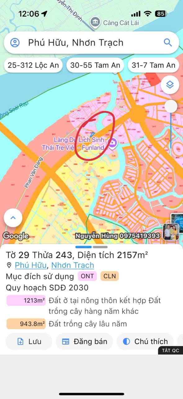 Đất góc 2 mặt tiền đường Phan Văn Đáng, Nhơn Trạch 2157m² giá 21.57 tỷ - Cơ hội đầu tư tuyệt vời!