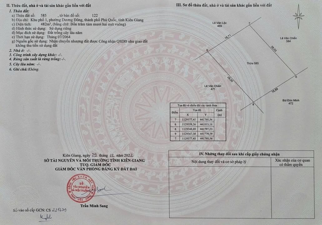 Đất nền Phú Quốc 482m² giá 4.82 tỷ - Sổ hồng chính chủ, 3 mặt tiền thoáng đãng!
