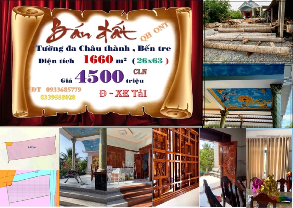 Bán đất + Nhà mặt tiền đường Tam Dương, Châu Thành, Bến Tre 1.660m² - Cơ hội đầu tư tuyệt vời!