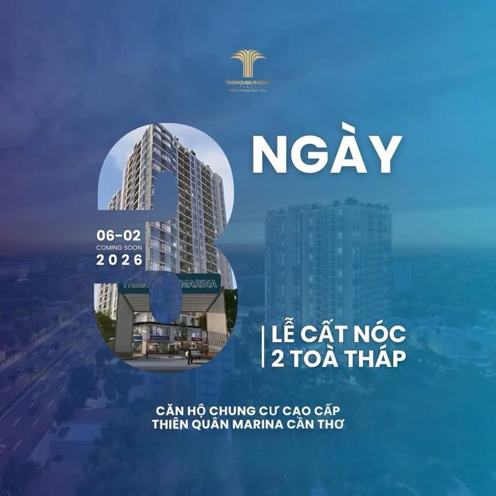 Căn hộ Thiên Quân – Marina Plaza Cần Thơ 45m² giá 1.36 tỷ - Cất nóc tầng 23 hoành tráng!
