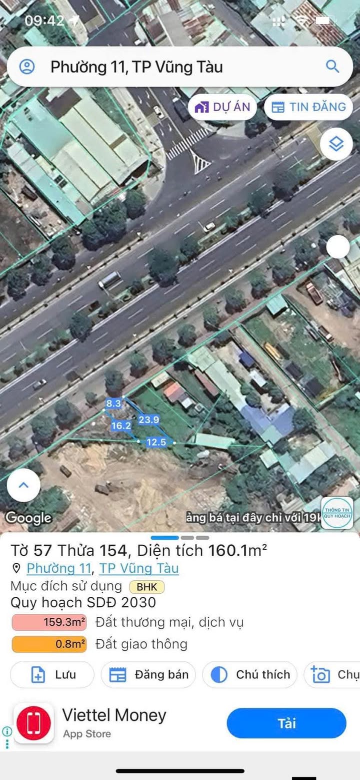 Đất mặt tiền đường 2/9 Vũng Tàu 160m² giá 3.5 tỷ - Pháp lý rõ ràng!