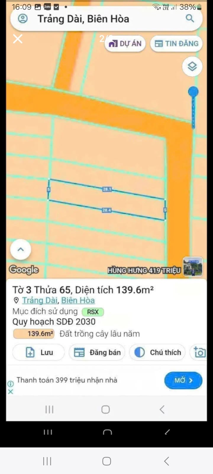 Lô đất sổ đỏ chính chủ tại Khu phố 4B, Trảng Dài 140m² giá 1.22 tỷ - Cơ hội đầu tư tốt!