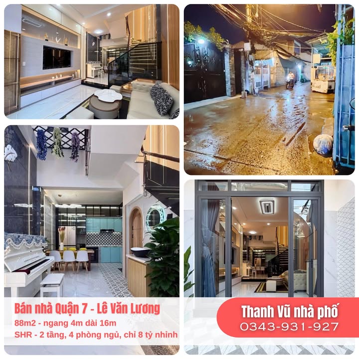 Nhà 2 mặt hẻm Lê Văn Lương 88m² giá 8 tỷ - Đầu tư sinh lời tại Quận 7!