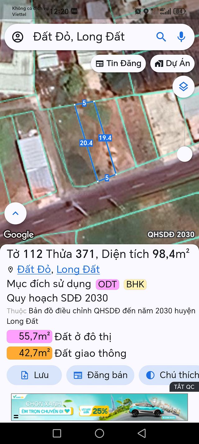 Đất nền mặt tiền đường nhựa Đất Đỏ 100m² giá 1.4 tỷ - Kinh doanh thuận lợi!