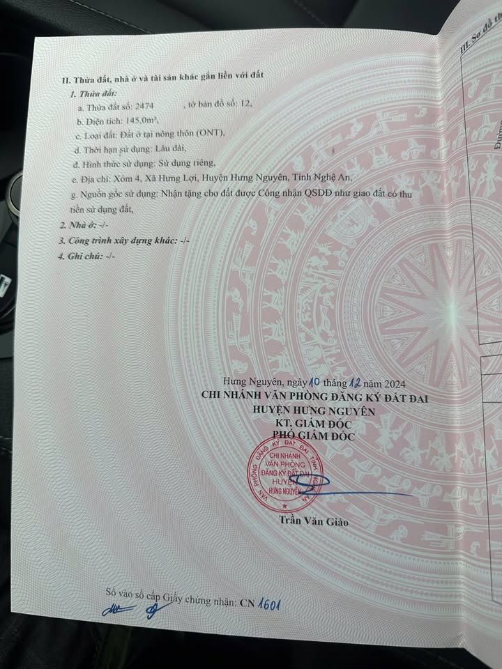 Đất nền xã Hưng Lĩnh 145m² giá chỉ 1.2 tỷ - Cơ hội đầu tư tuyệt vời!