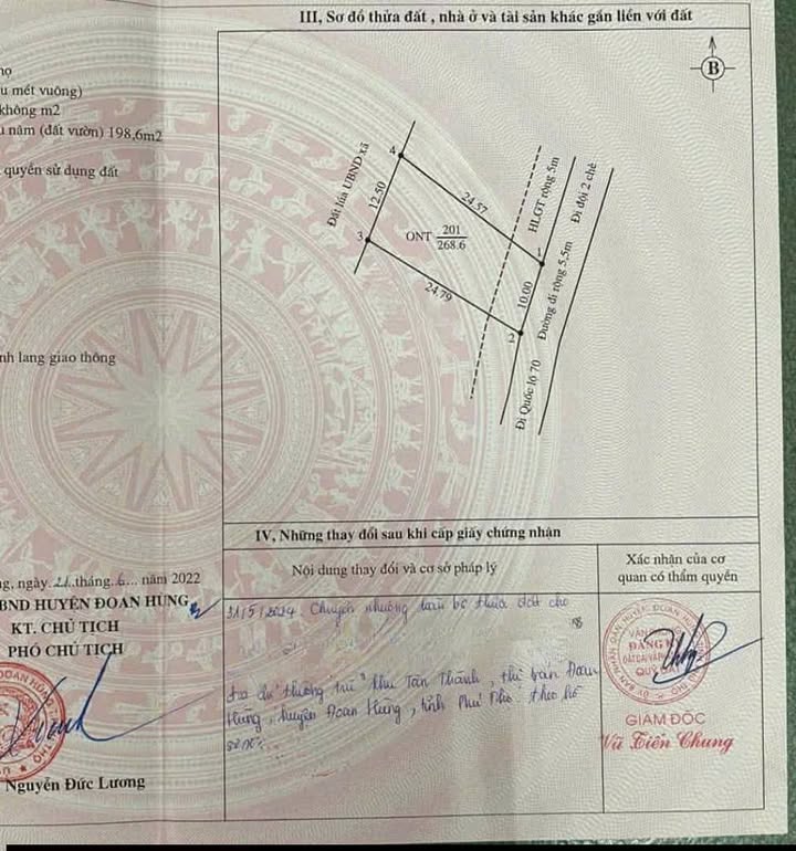 Đất nền xã Ngọc Quan, huyện Đoan Hùng 268m² - Mặt tiền 10m, giá thỏa thuận!