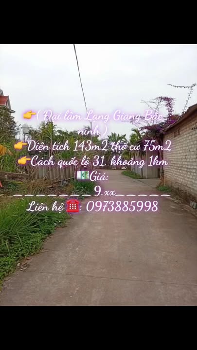 Đất nền Lạng Giang, Bắc Giang 143m² - Sổ đỏ thổ cư, giá 9 tỷ