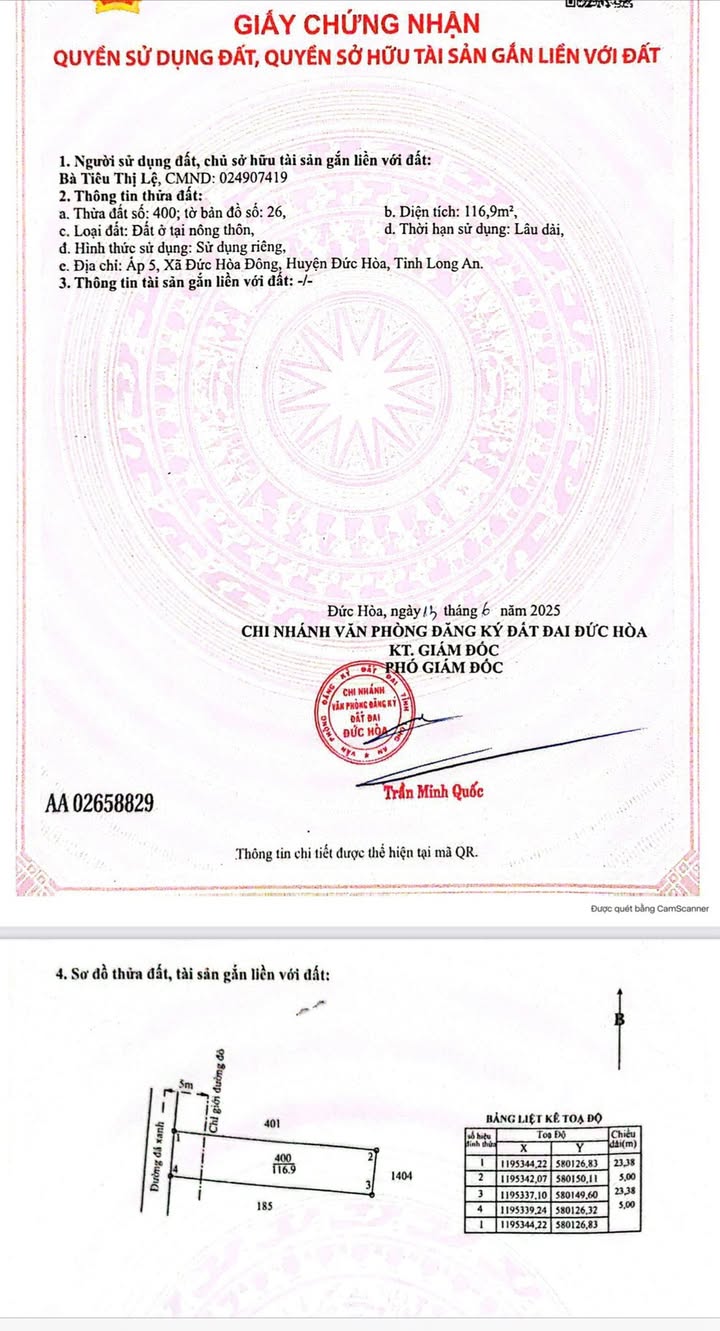 Đất nền Đức Hòa Đông 117m² giá 1.3 tỷ - Cơ hội đầu tư hiếm có!