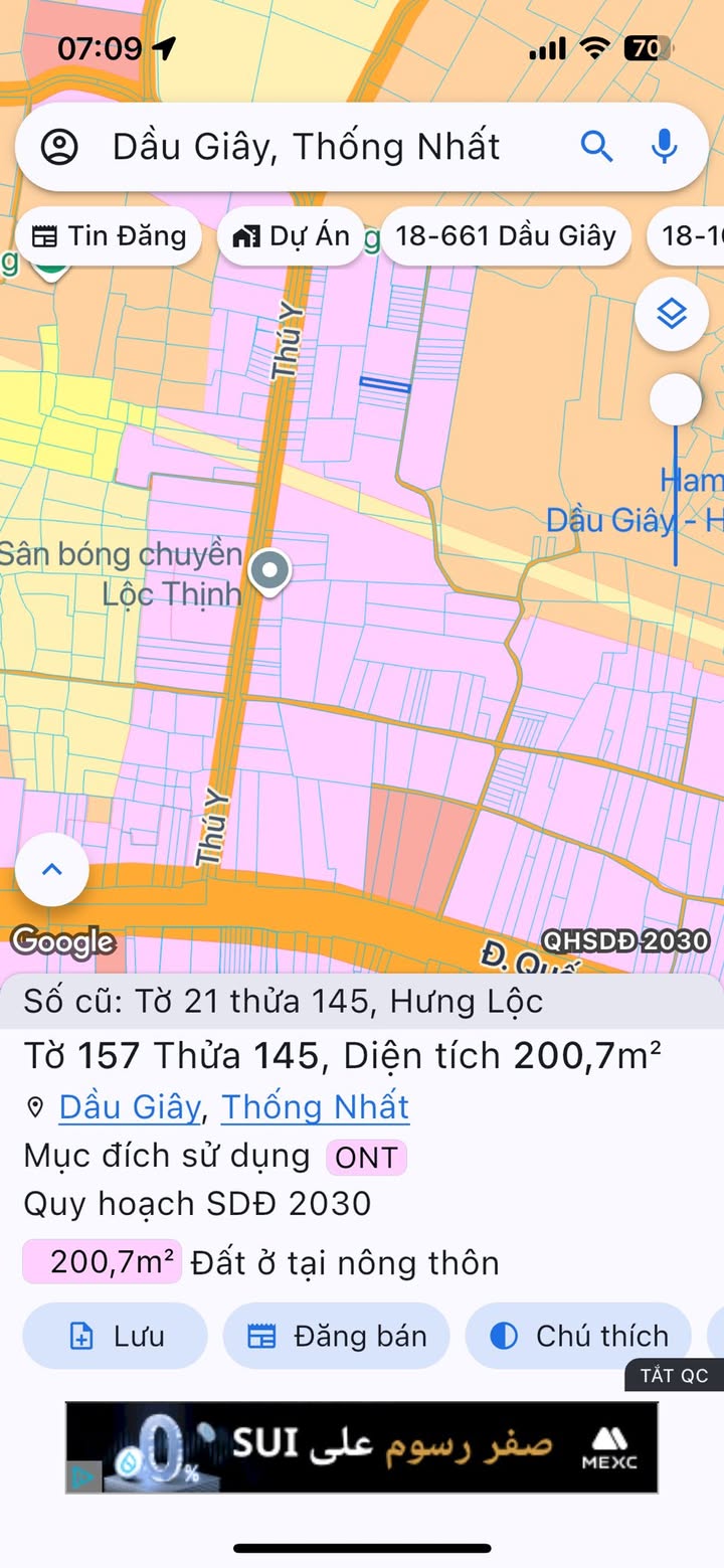 Đất thổ cư 200m² tại Khu dân cư Lộc Thịnh - Giá chỉ 1.19 tỷ - Cơ hội đầu tư không thể bỏ lỡ!