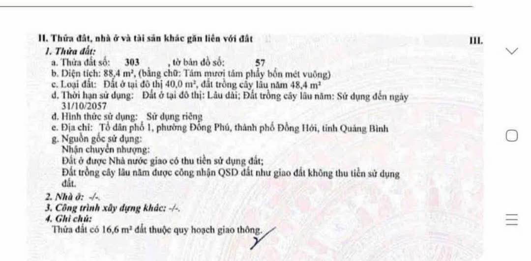 Đất nền Đồng Phú, Đồng Hới 88m² giá chỉ 2.4 tỷ - Cơ hội đầu tư hiếm có!