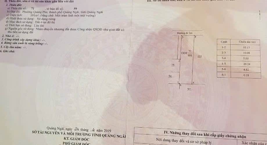 Đất nền khu HK Nghĩa Lộ, Quảng Ngãi 100m² giá 620 triệu - Sổ đỏ chính chủ