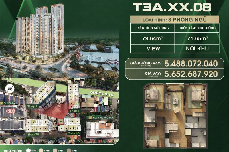 Chung Cư 3PN 79.64m² Bình Định - Giá Tốt, Sống Xanh