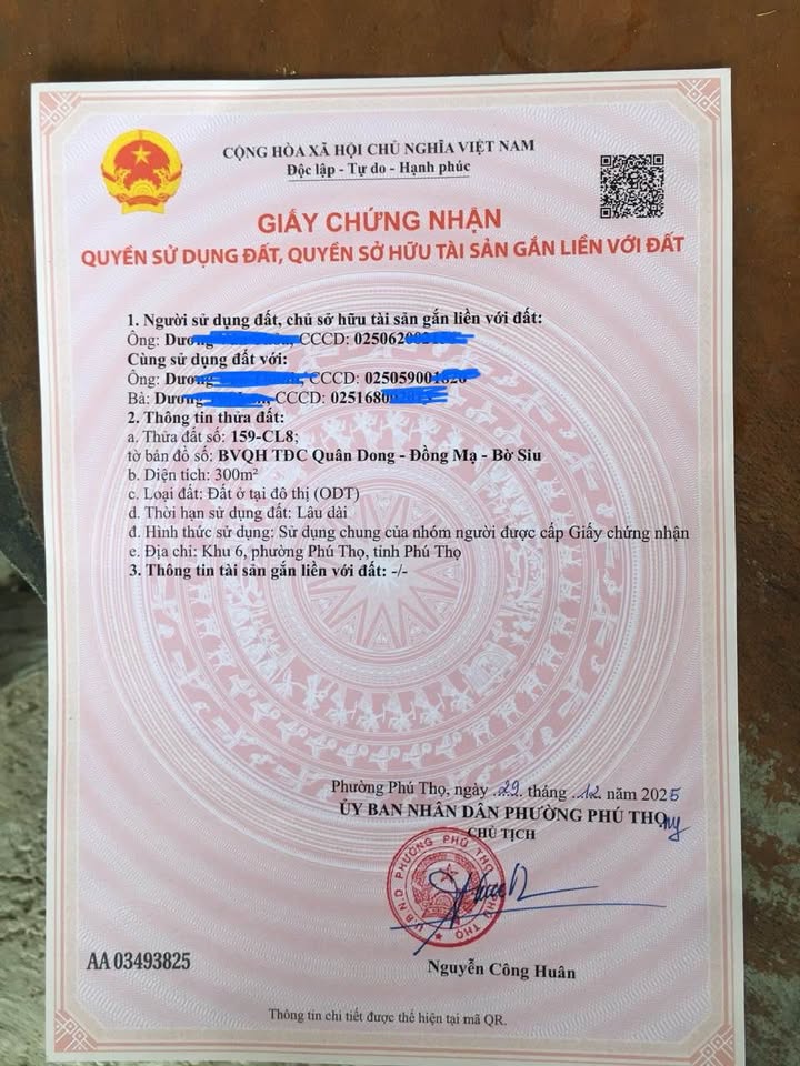 Đất nền Phú Thọ 300m² giá 4 tỷ - Cơ hội đầu tư tuyệt vời!