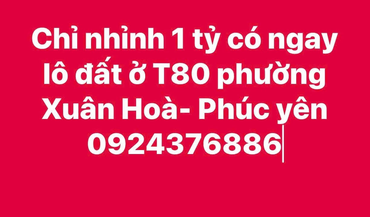 Đất nền Phúc Yên 100m² giá 1 tỷ - Cơ hội đầu tư không thể bỏ lỡ!