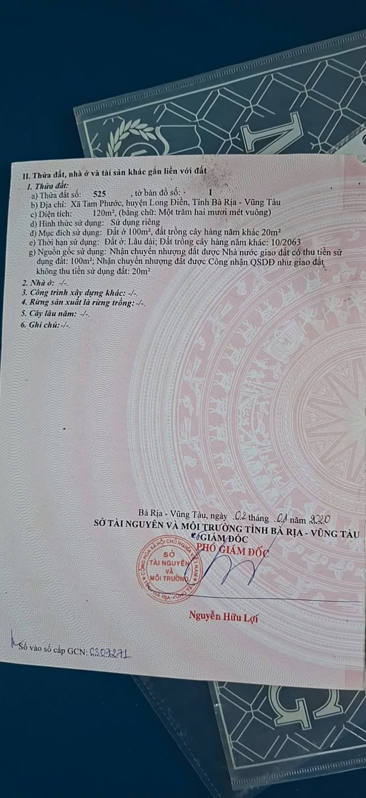 Đất mặt tiền xã Long Điền 120m² giá 1.3 tỷ - View ruộng lúa thoáng mát!