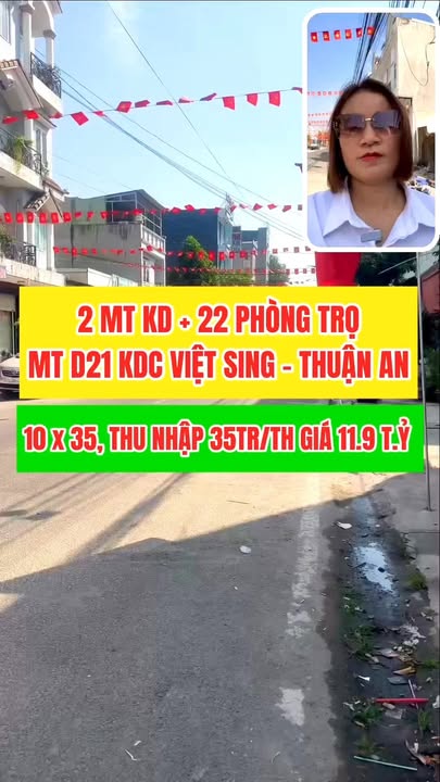 FrontHouse 2 mặt tiền kinh doanh tại Thuận An 350m² giá 11.9 tỷ - Dòng tiền ổn định 35 triệu/tháng!