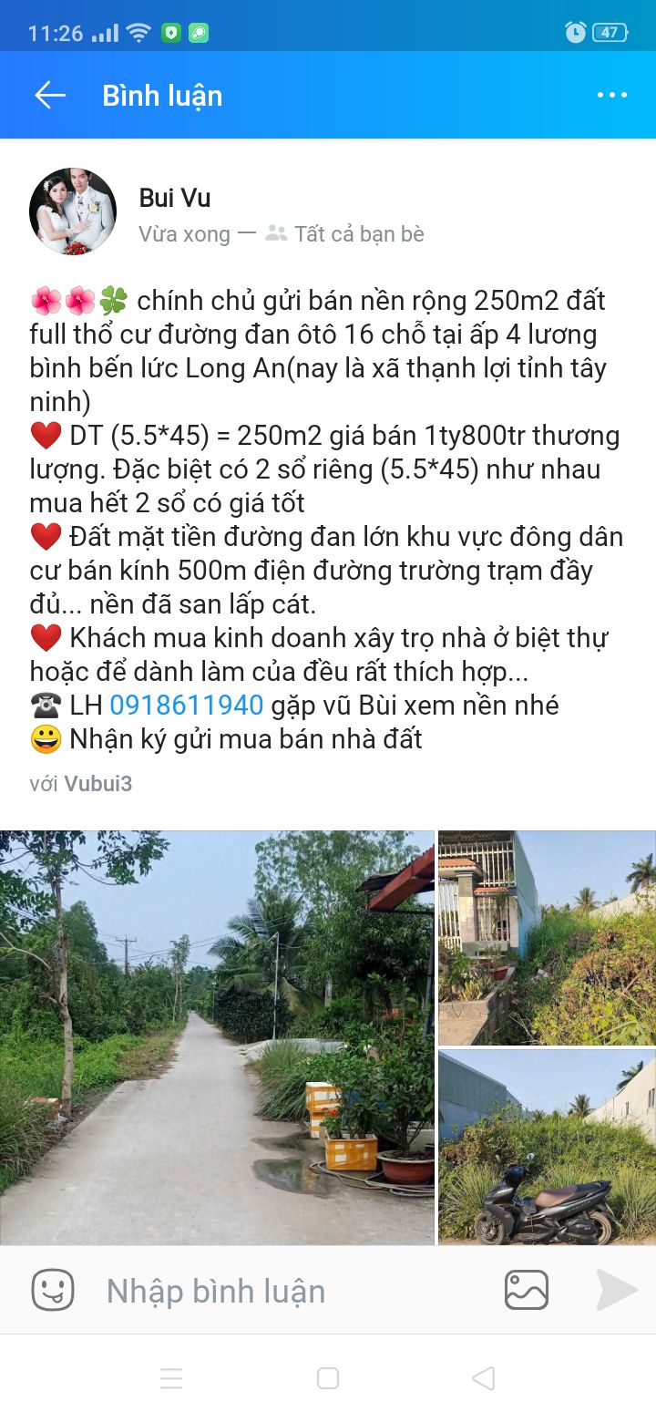 Đất nền thổ cư 250m² tại Ấp 4, Tây Ninh giá 1.8 tỷ - Đầu tư sinh lời ngay!