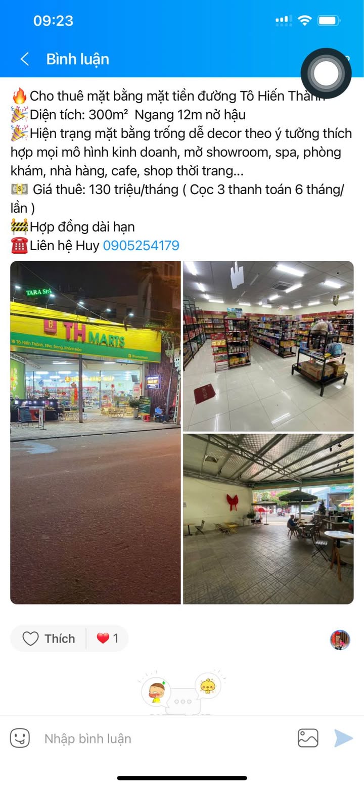 Cho thuê mặt bằng mặt tiền Tô Hiến Thành, Nha Trang - 300m² kinh doanh sầm uất