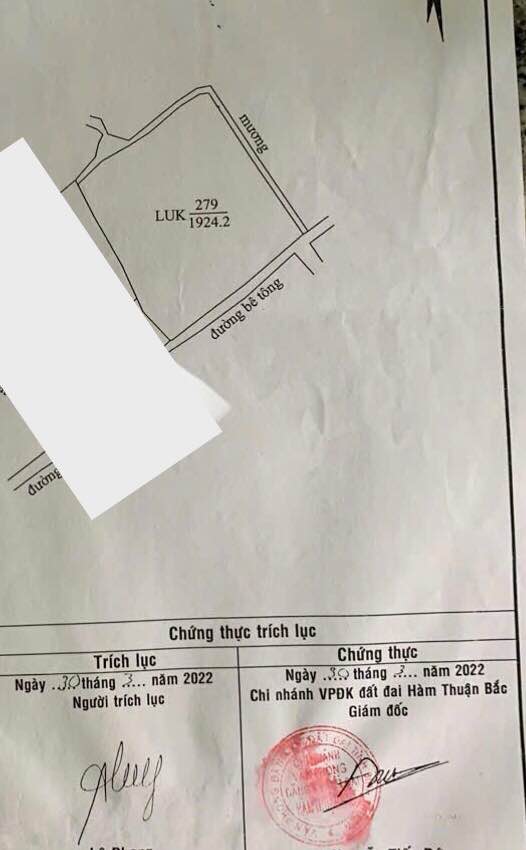 Đất CLN xã Hàm Phú 1900m² giá 900 triệu - Mặt tiền đường bê tông ô tô