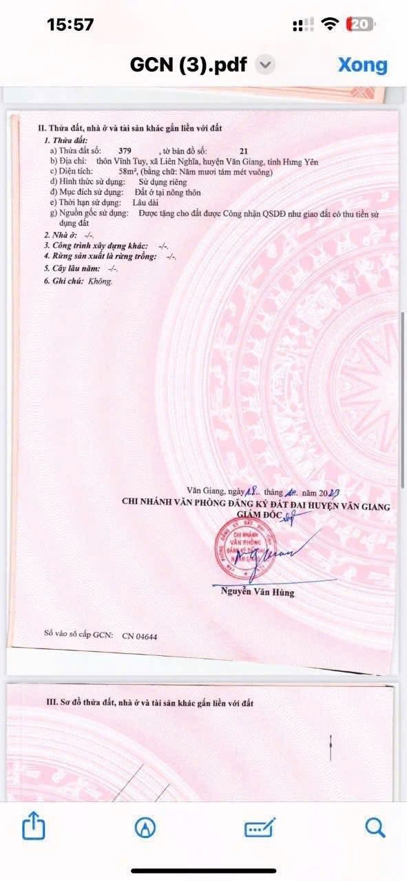 Đất Vĩnh Tuy Hưng Yên 58m² giá 2 tỷ - Sổ đỏ chính chủ!