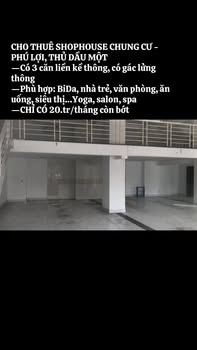 Shophouse cho thuê tại Chung cư Phú Lợi, Thủ Dầu Một - Giá chỉ 20 triệu/tháng!