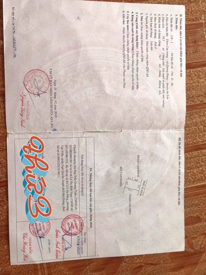 Đất thổ cư Quang Hưng - An Lão 75m² giá 1 tỷ - Đầu tư sinh lời tốt!