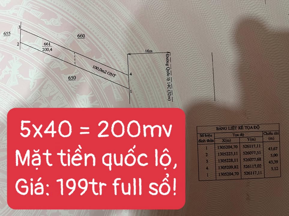 Đất nền thổ cư Lộc Ninh 200m² giá chỉ 199 triệu - Sổ đỏ chính chủ!
