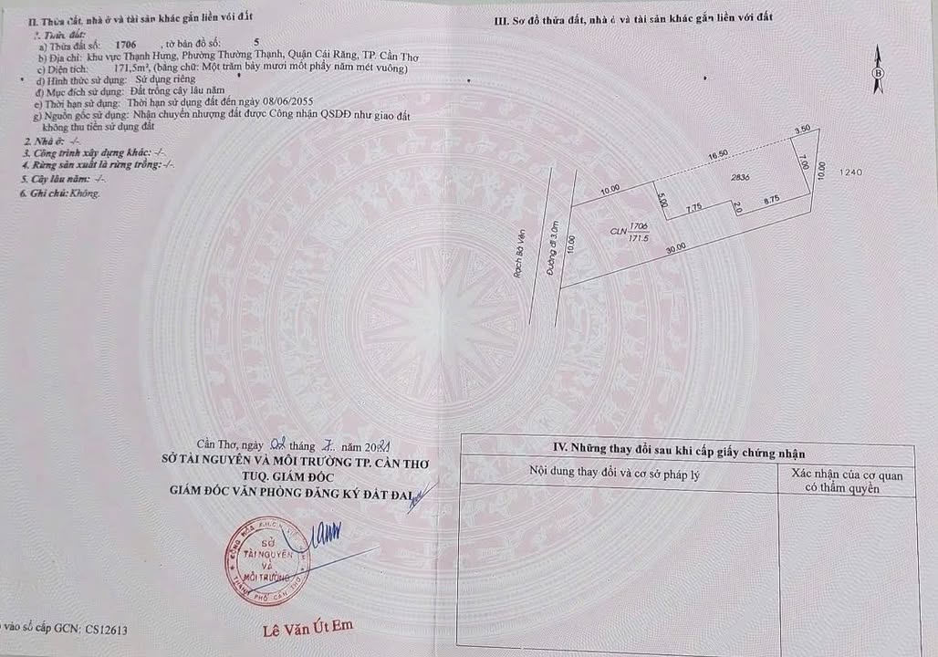 Đất nền Phường Thường Thạnh, Quận Cái Răng, 280m² - Xây biệt thự vườn lý tưởng!