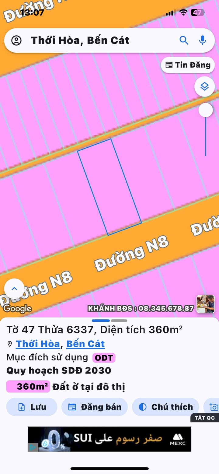 Đất nền biệt thự đường N8, Phường Mỹ Phước, 360m², giá chỉ 3.4 tỷ - Cơ hội đầu tư hiếm có!