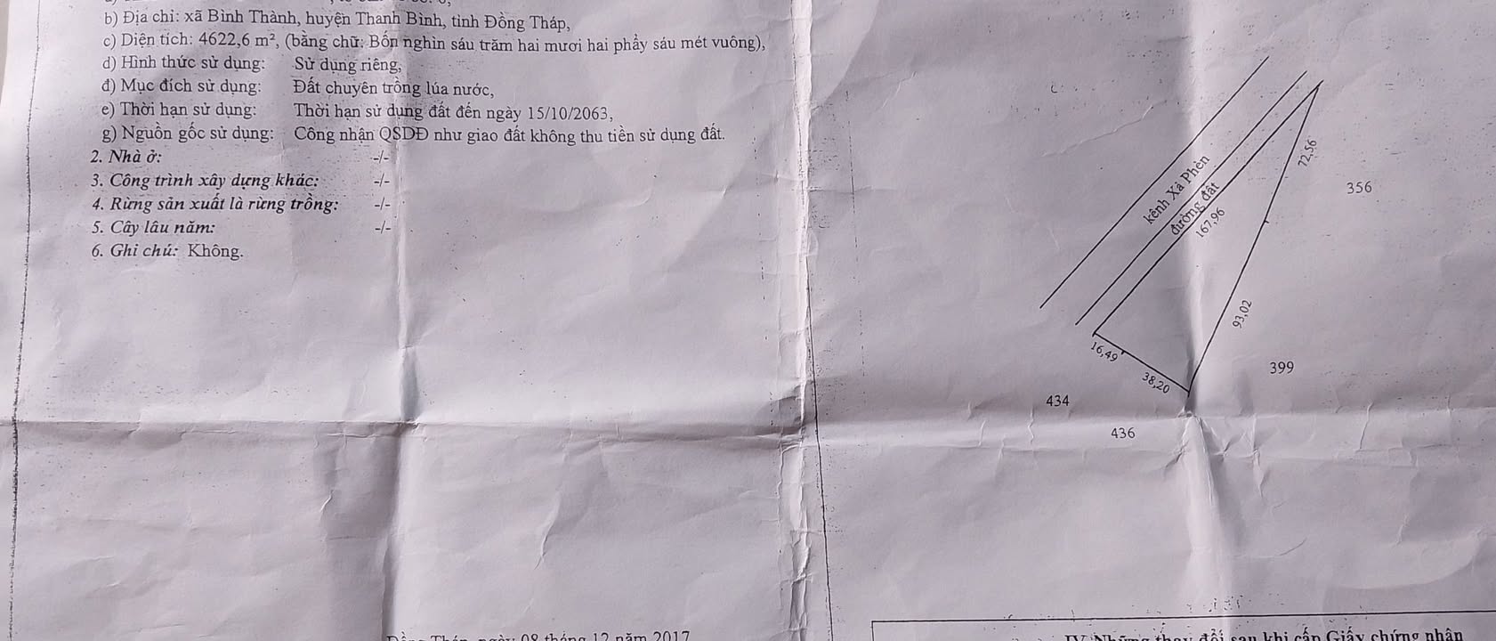 Đất Ruộng 4000m² xã Bình Thành, Thanh Bình, Đồng Tháp - Giá 568 triệu - Mặt tiền rộng 167m