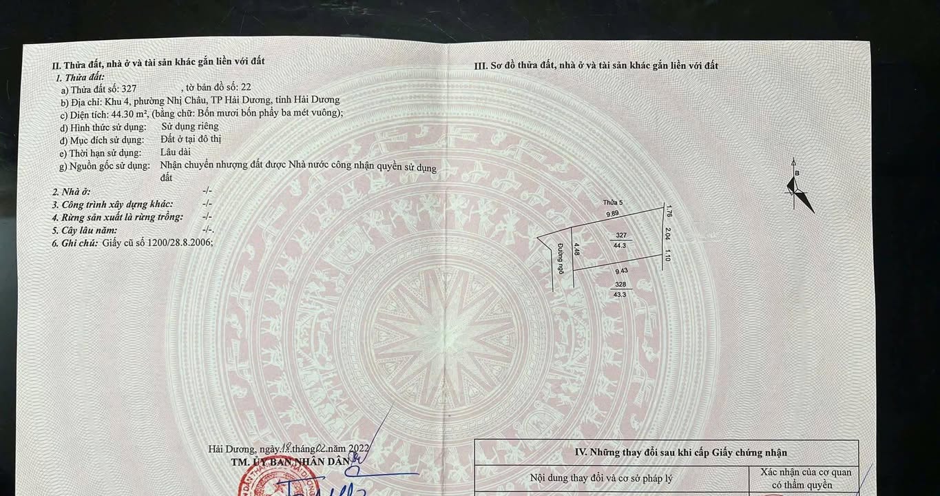 Bán lô đất ngõ Lý Quốc Bảo, Hải Thành, 44.3m² - Vị trí đẹp, giá chỉ 1.65 tỷ!