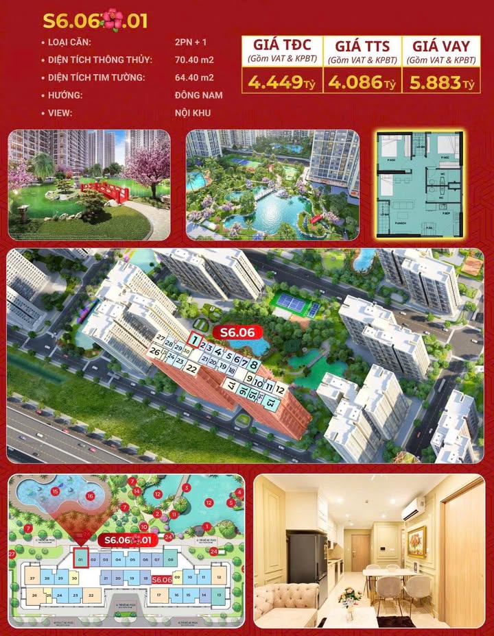 Căn hộ Origami Vinhomes Grand Park 70m² - View Vườn Nhật, Giá 4.086 Tỷ