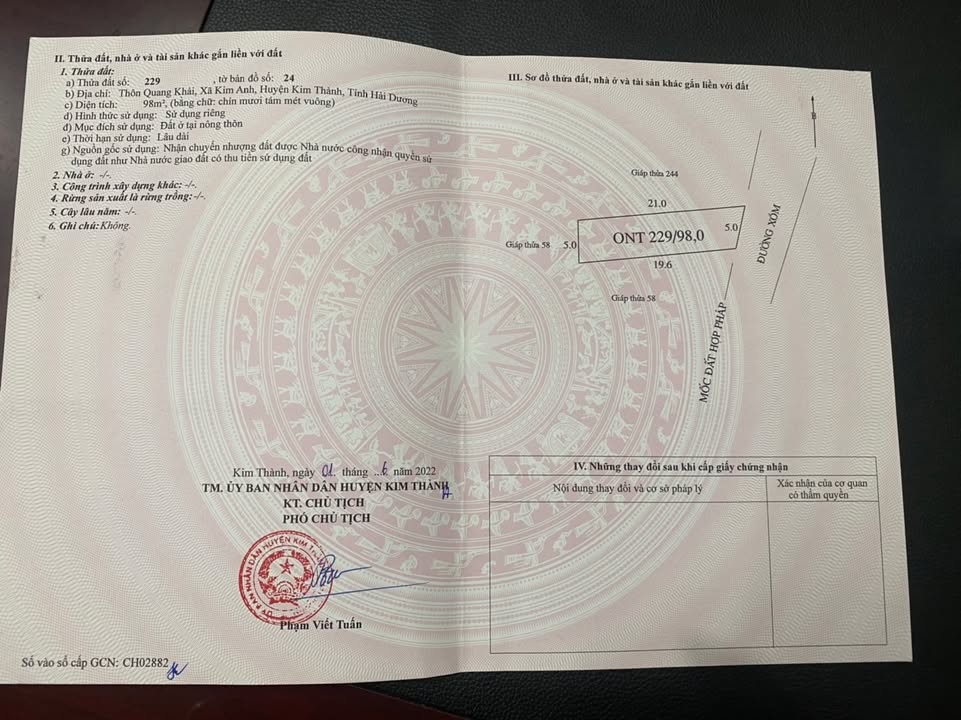 Đất nền Kim Anh, Kim Thành, 98m² giá hợp lý - Đầu tư sinh lời cao!