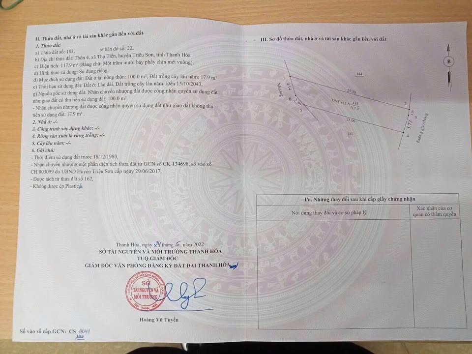 Đất nền Thọ Tiến 105m² giá chỉ 700 triệu - Vị trí kinh doanh lý tưởng!