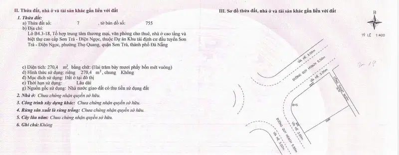 Đất nền góc Thành Vinh 2, Sơn Trà 270m² giá chỉ 34 tỷ - Cơ hội đầu tư lý tưởng!