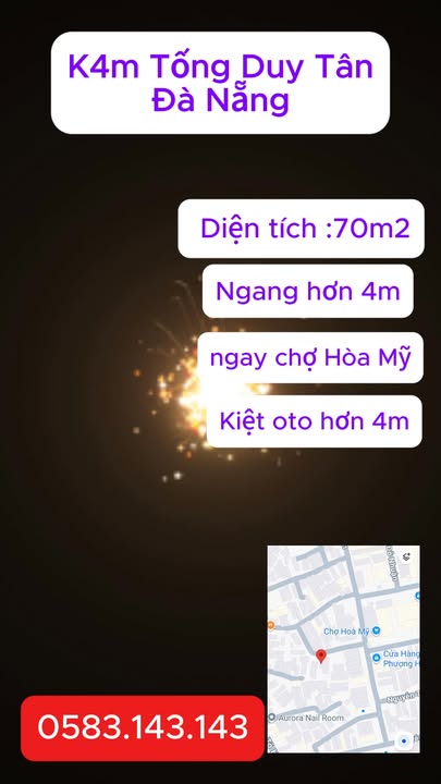 Đất kiệt Ô tô 4m Tống Duy Tân - Đà Nẵng 70m² - Vị trí đắc địa gần chợ