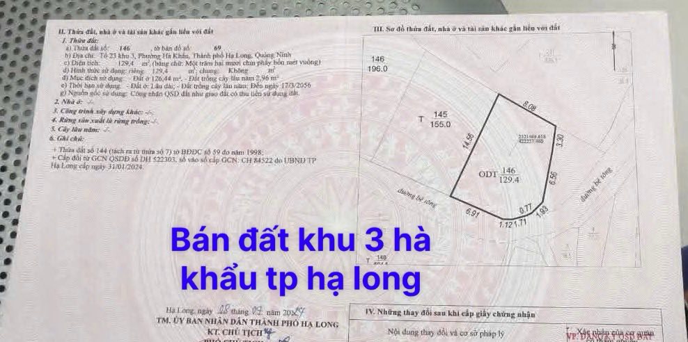 Đất nền Phường Hà Khẩu, TP Hạ Long 129m² giá chỉ 2 tỷ - Sẵn sàng xây dựng ngay!