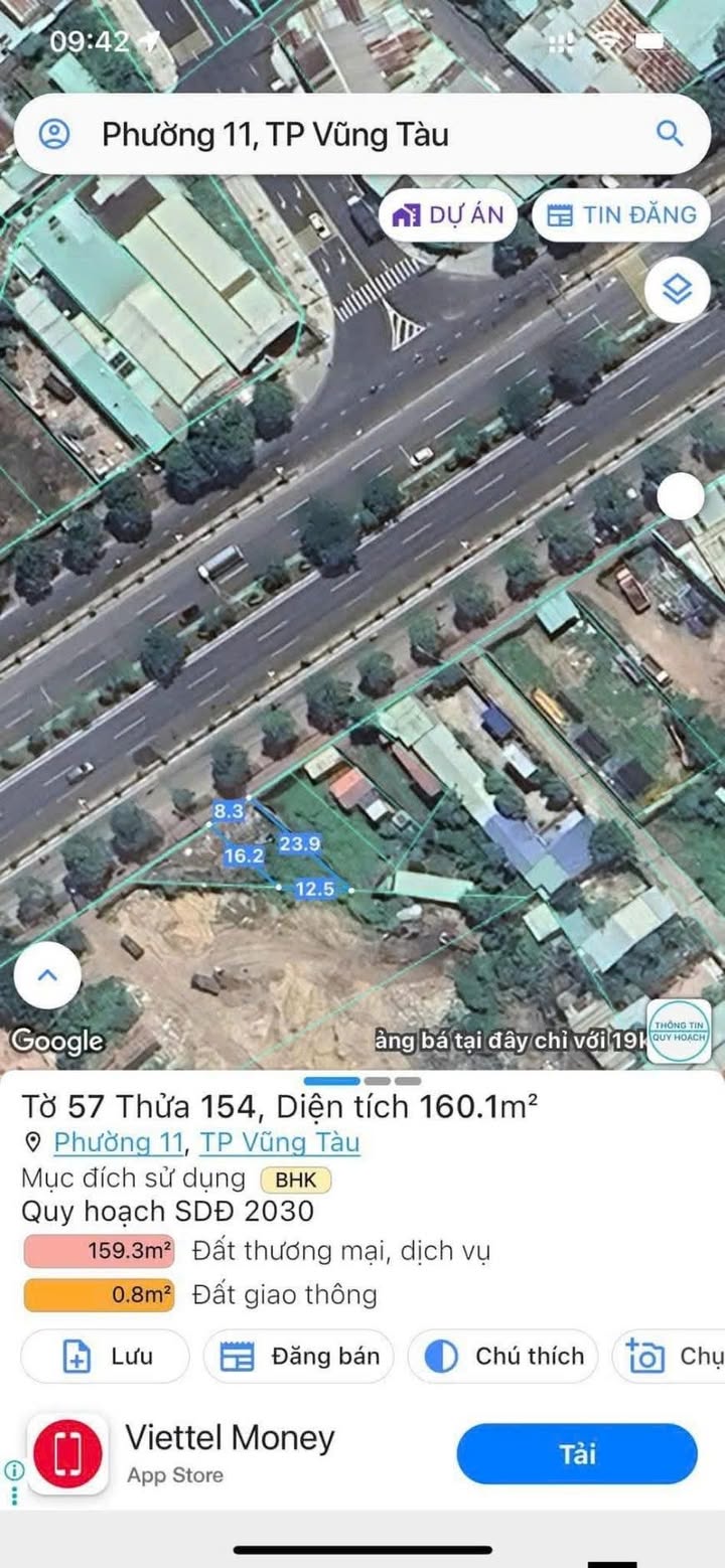 Đất nền mặt tiền đường 2/9 Vũng Tàu 184m² giá 3.5 tỷ - Sổ hồng chính chủ!