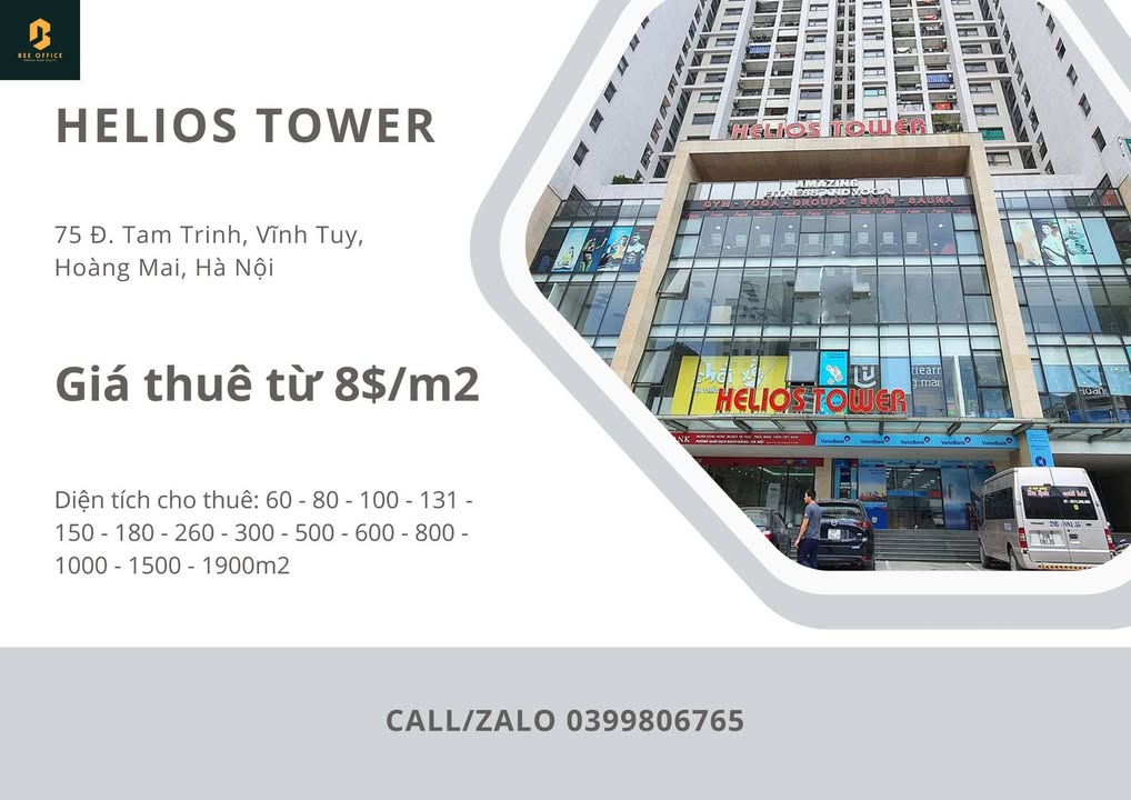 Văn phòng Helios Tower Tam Trinh 1900m² - Hạng B, Giá tốt